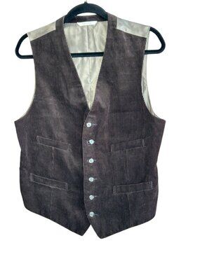 Merona Men's Vintage 80's Brown Corduroy Cotton Vest Waistcoat Size M